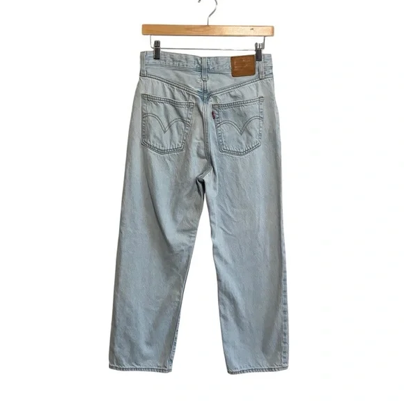 Levi's Premium Light Wash Ribcage Straight Button Fly High Rise Jeans Size 28 - Picture 3 of 5